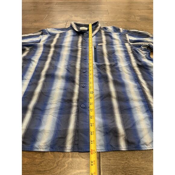 Columbia Mens Blue Omni Shade Vented Button Down Striped Shirt Size XXL XM0786 - Picture 8 of 9